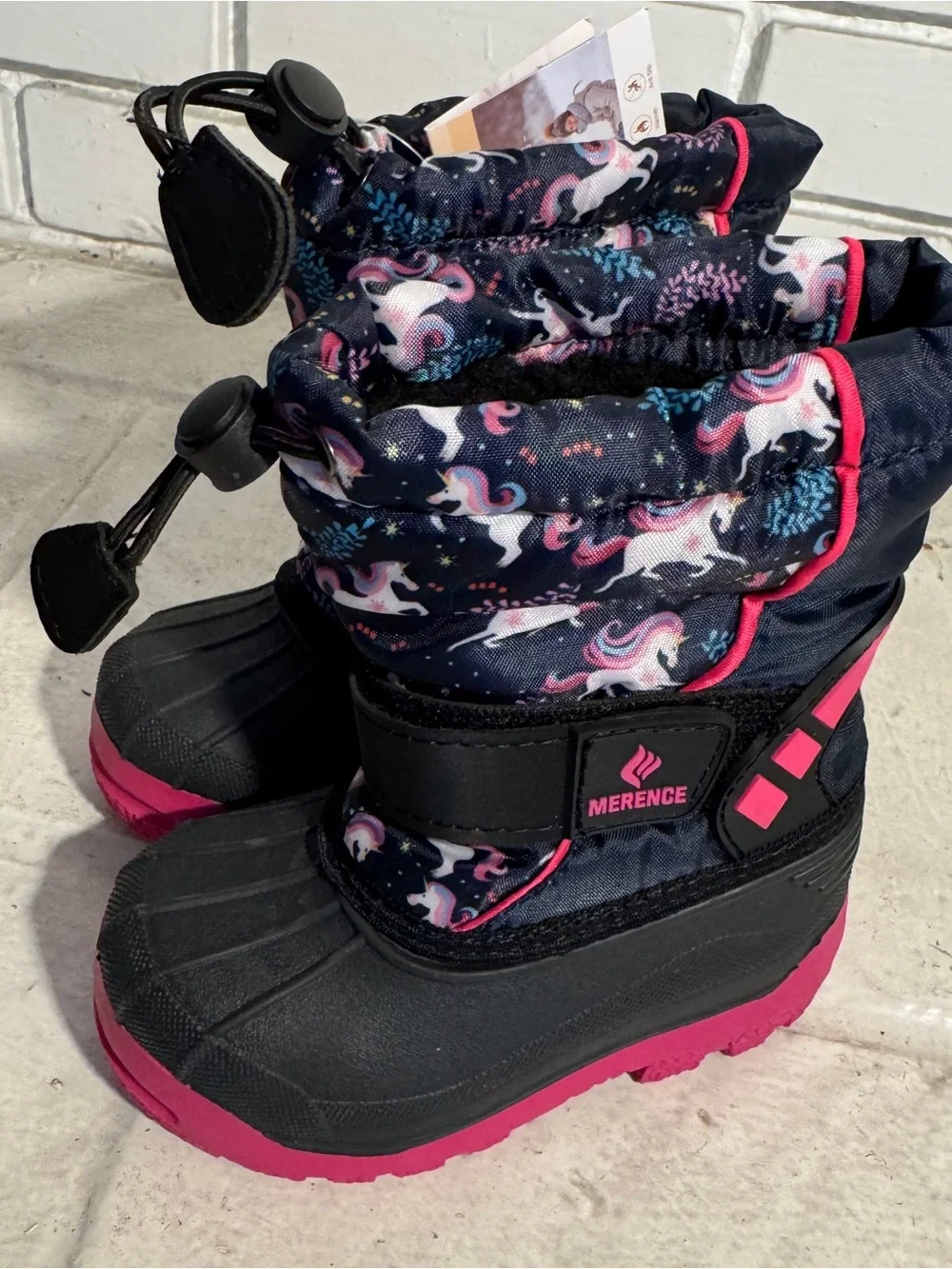 Merence Kids' Navy & Pink Unicorn Snow Boots